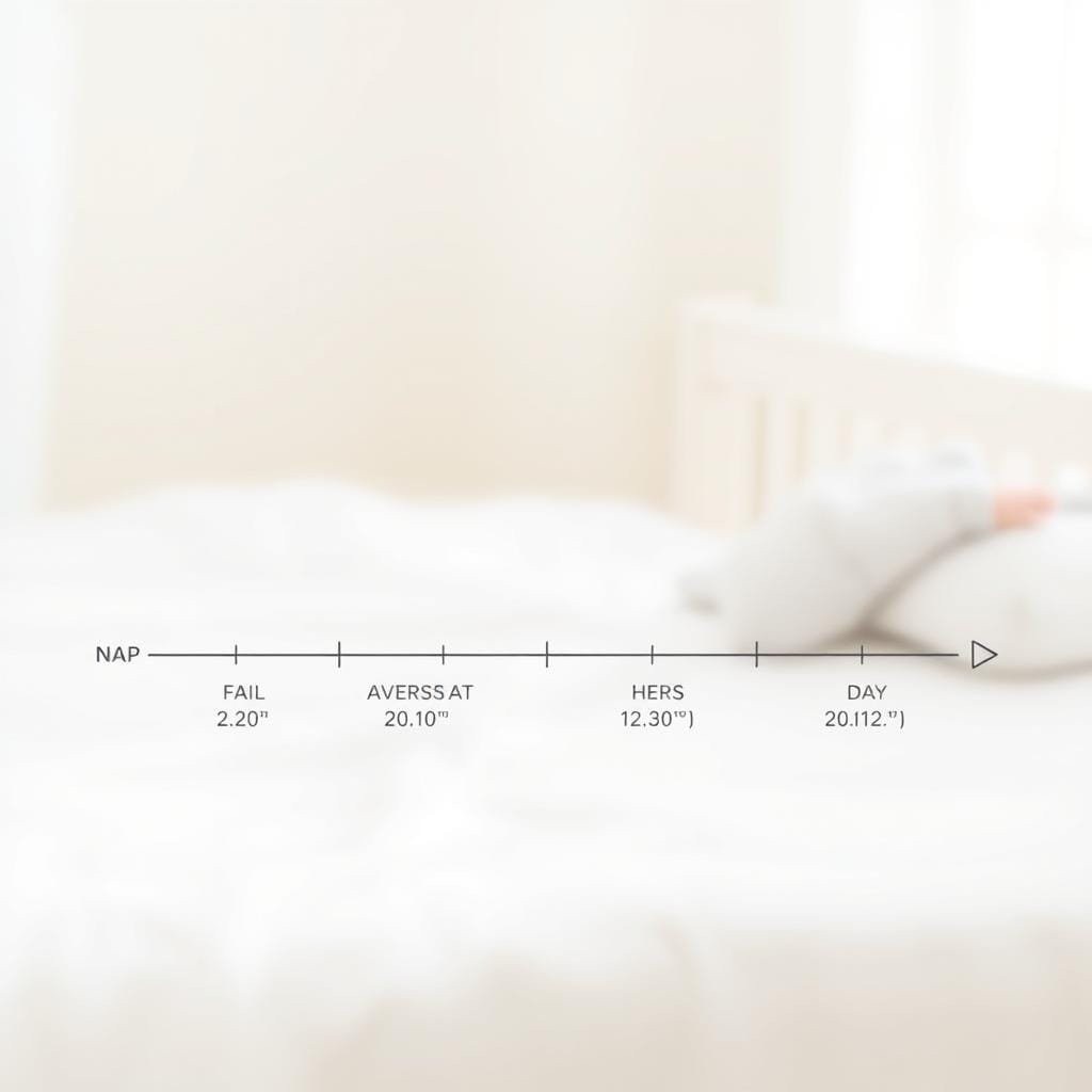 A detailed diagram depicting the typical nap schedule for a 6-month-old infant. The image shows a clean, minimalist layout with a neutral color palette. In the foreground, a soft gray timeline chart outlines the average duration and frequency of daytime naps. The middle ground features simple icons, such as a crib and a sleeping baby, to visually represent the nap cycle. The background has a gentle, soft-focus effect, creating a calming and serene atmosphere. The lighting is soft and diffused, mimicking natural daylight. The overall composition is well-balanced, prioritizing clarity and functionality to effectively communicate the information.